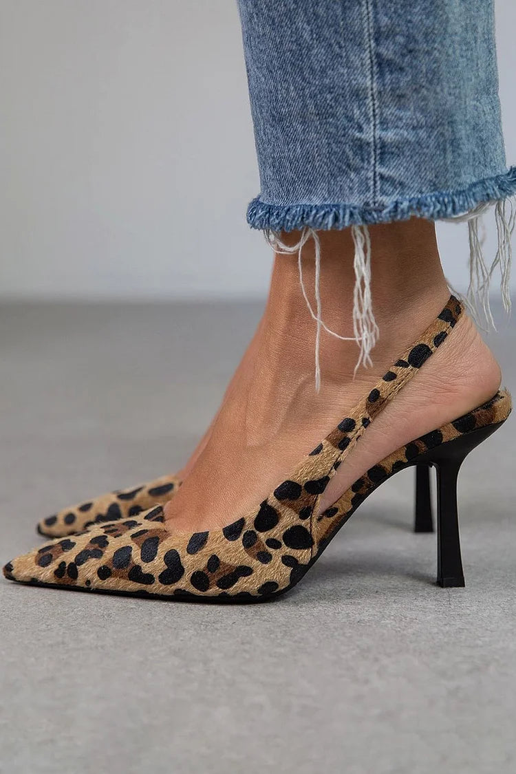 Ambra - Zapatos de tacón con estampado de leopardo y tira trasera